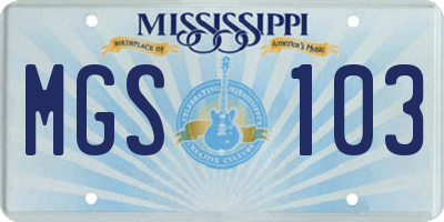 MS license plate MGS103