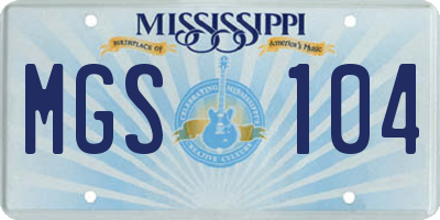 MS license plate MGS104
