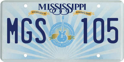 MS license plate MGS105