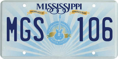MS license plate MGS106
