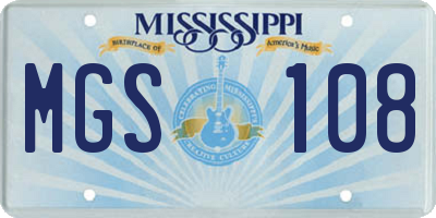 MS license plate MGS108