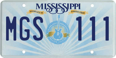 MS license plate MGS111