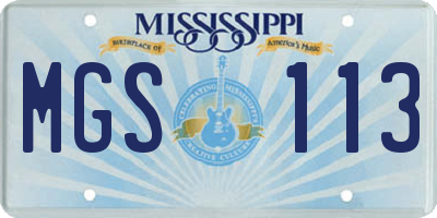 MS license plate MGS113