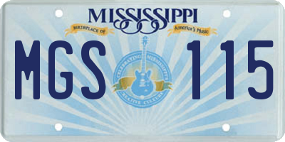 MS license plate MGS115