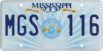 MS license plate MGS116