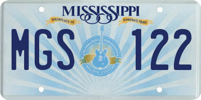 MS license plate MGS122
