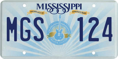 MS license plate MGS124