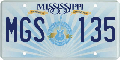 MS license plate MGS135