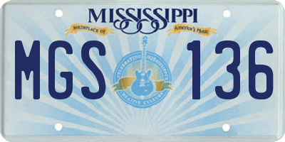 MS license plate MGS136