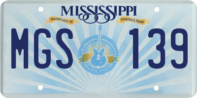 MS license plate MGS139