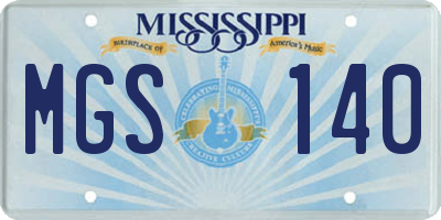 MS license plate MGS140