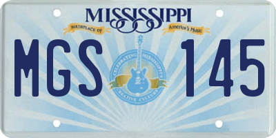 MS license plate MGS145