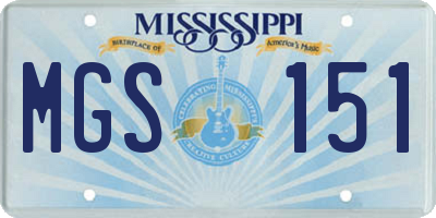 MS license plate MGS151