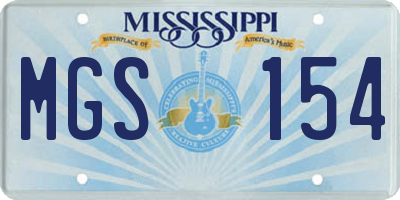 MS license plate MGS154