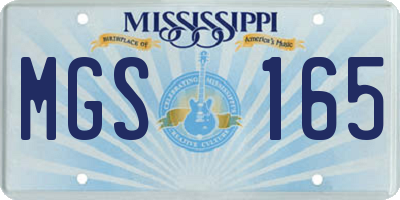 MS license plate MGS165