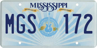 MS license plate MGS172