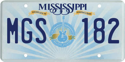 MS license plate MGS182