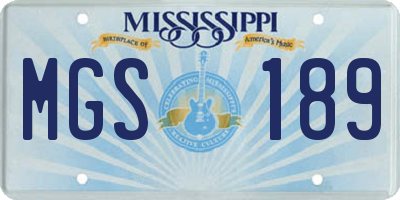 MS license plate MGS189
