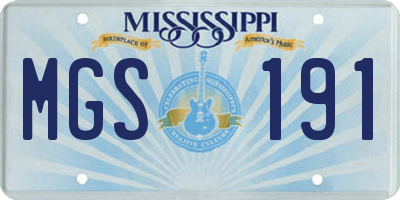 MS license plate MGS191