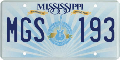 MS license plate MGS193