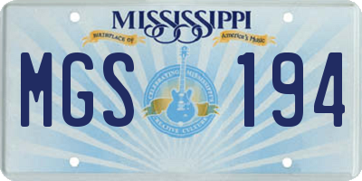 MS license plate MGS194