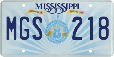 MS license plate MGS218