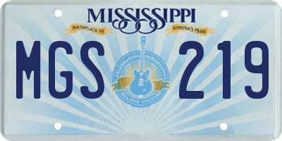 MS license plate MGS219