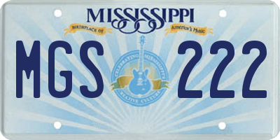 MS license plate MGS222