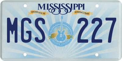 MS license plate MGS227