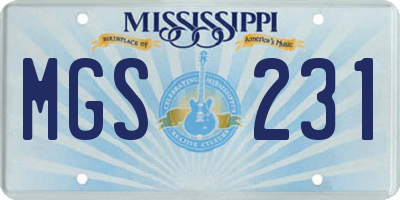 MS license plate MGS231