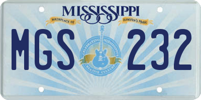 MS license plate MGS232
