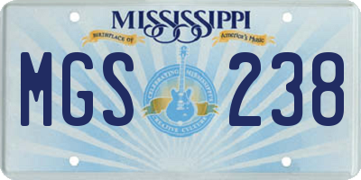 MS license plate MGS238