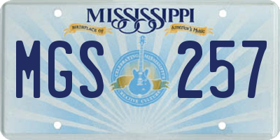 MS license plate MGS257