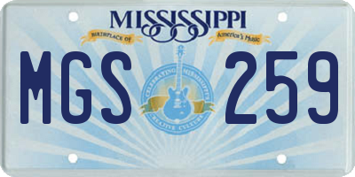 MS license plate MGS259