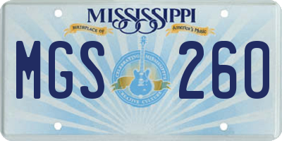 MS license plate MGS260