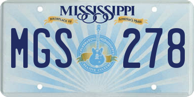 MS license plate MGS278