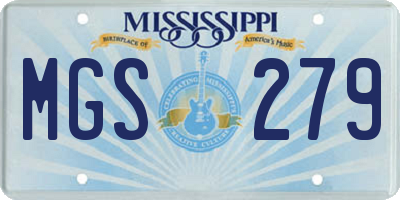 MS license plate MGS279