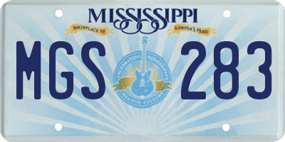 MS license plate MGS283