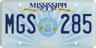 MS license plate MGS285