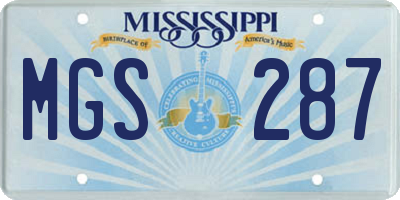 MS license plate MGS287
