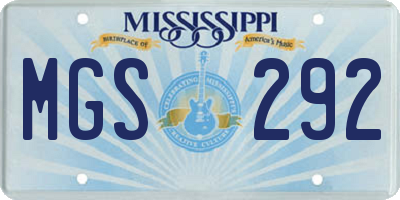 MS license plate MGS292