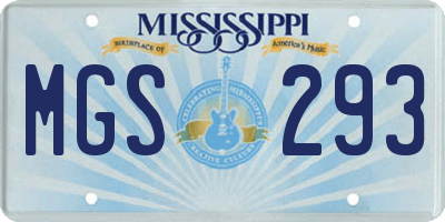 MS license plate MGS293