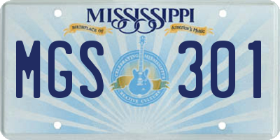 MS license plate MGS301