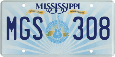 MS license plate MGS308