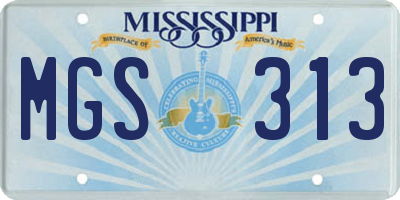 MS license plate MGS313