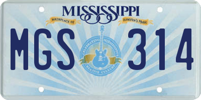 MS license plate MGS314