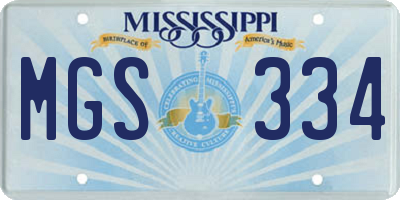 MS license plate MGS334