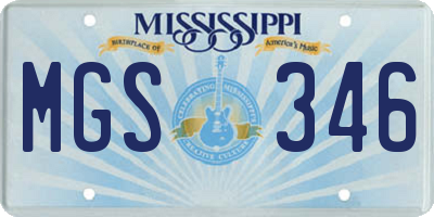 MS license plate MGS346
