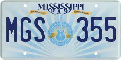 MS license plate MGS355