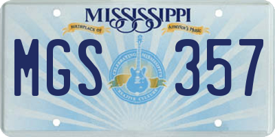 MS license plate MGS357